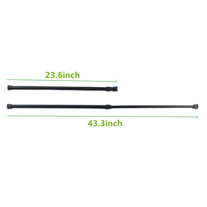 qinnsou Tension Rods, 4 Pack Adjustable Spring Steel Cupboard Bars Tension Curtain Rod Shower Rod (23.6-43.3 Inches, Black) - Image 2